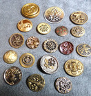 19 Vintage Antique Metal Picture Buttons Flowers