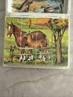 Vintage Wooden Farm Animal Picture Cube Puzzle Complete 9 Blocks Original