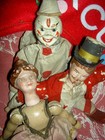 Three  3  Antique Schoenhut  Jointed Wood Humpty Dumpty Circus Full Size Figures