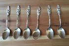 Antique vintage - Set Of  6  Sterling Silver Floral Demi-tasse   Dessert Spoons