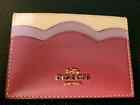 Coach Cw923 Petal Card Case Refined Smooth Leather Light Raspberry pink Multi