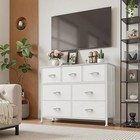 Stylish 7-drawer Dresser For Bedroom Storage With Fabric Bins - White Finish
