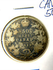 1910 Canada 50 Cents Silver Canadian Half Dollar Circulated 92 5  Silver