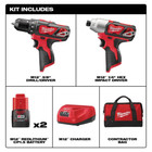 Milwaukee M12 12v Lithium-ion Cordless Drill Driver impact Driver Combo Kit With