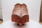 Antique Victorian Lamp Shade Embroidered Fabric With Fringe Vintage 22 