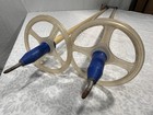 Vtg Bamboo Ski Poles 49  135 Cm Wood Leather Straps Decor Cabin Lodge Rustic