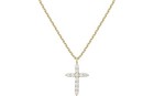 925 Sterling Silver Cubic Zirconia Cross Pendant Necklace 18 Inch Silver   Gold