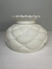 White Milk Glass Satin Finish Diamond Quilted Lamp Shade Ruffled Top 8    Round
