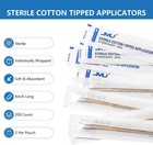 6 Inch Sterile Cotton Swabs Wood Shaft Medical Applicators 200 Count