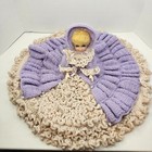 Vintage Crochet Purple Cream Dress Doll Toy Decor