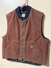 Vintage Men s Carhartt V02cly Clay Quilt Lined Full Zip Canvas Work Vest Sz Xl 