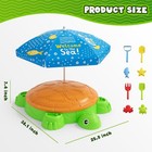 Turtle Sandbox With Lid  Sand Pit Adjustable Umbrella   8pcs Beach Toys    