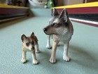 Schleich Grey Wolf 14605 Adult   14606 Cub Figure Pup Baby Wildlife 2008 Retired