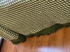Fieldcrest Bedspread Vtg 1970s Twin Mid Century 3d Checkered Fringe Green White