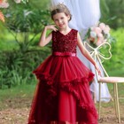 Kids Princess Flower Girls Sequins Dress Wedding Bridesmaid Chirestmas Prom Gown