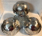 Vintage Arthur Court Pewter 3 Bowl Dip Grape Leaf Tray With Handle Original Box