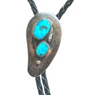 Vintage Larry Bill Tom Navajo Sterling Silver   Turquoise Bolo Tie
