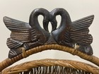 Large Antique Hand Woven Gathering Basket Split Wood Hand Carved Swans Footed