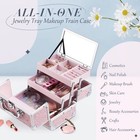 Makeup Case Organizer Portable Makeup Train Case Cosmetic Box With Mirror Jew   