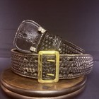 Js Leather Sam Browne Duty Belt Size 28  Black Basket Weave Leather Brass Buckle