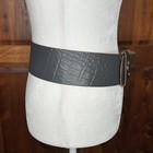 Vtg  84 Paris Statement Wide Belt Croute De Cuir Leather With Silver Buckle Sz S