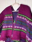 Vintage Mexican Southwestern Tribal Blanket Poncho Serape Wool Stripe A3