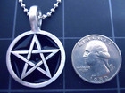 Pentagram Necklace Stainless Steel Ball Chain New Black Enamel Pentacle Pendant