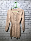Women S  Beige 1 2 Zip Long Sleeve Bodycon Knit Sweater Mini Dress