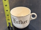 Vtg Ivory Coffee Cup Mug Father In Large Gold Lettering W Gold Trim 3 5 