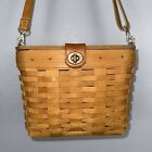 Longaberger 1996 Shoulder Purse Basket W plastic Protector And Leather Strap Vtg