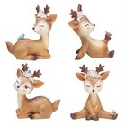 4 Pack Deer Figurines Cake Topper  Woodland Animal Doe Fawn Decor Party Favor 