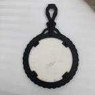 Vintage Strawberry Tile Trivet Hotplate Cast Iron Ceramic Footed Wall Hanging