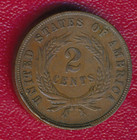 1865 Two Cent Piece   nicely Circulated   Free Shipping 