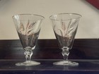 Vintage Mid Century Modern Gold Edge Wheat Pattern Wine Glasses Goblets Set Of 4