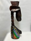 Vtg Hand-carved Wooden Statue Bust African Beaded Art 14    Ghana  Wood Carving