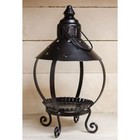 New Primitive Lantern Aged Black Metal Rustic Farmhouse Open Sides 15 tx7 wx7 d