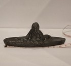 Vintage Inuit Figurative Carving Eskimo On Kayak Stone Composite Carving Canada 