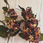 Home Interiors Autumn Hydrangea Berry Pair sprays Burgundy Purple Tan Green new