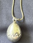 Sterling Silver 925 Box Chain Necklace Dinosaur Egg Charm Pendant Silver