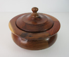 Mixed Wood Wooden Trinket keepsake Box With Lid   Hand Turned   4 25  Round