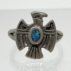 Vintage Silver Tone Native American Turquoise Thunderbird Totem Size 6 5 Ring