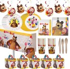 Masha And The Bear Party-in-a-box - Complete Decorating Kit For Birthdays  Ho   