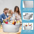 2 Pack 4 Gallon Galvanized Tub Ice Buckets For Parties Portable Beverage Tub Wit