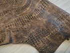 3-4oz Brown Pull Up Alligator  Croc Embossed Leather Hide Sheet panel 6-8sqf