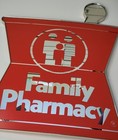Vintage Family Pharmacy Sign   Mirror  great Find  Look At Pictures Closely 