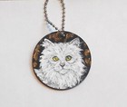Turkish Angora Cat Keychain  Hand Painted Bag Charm Zipper Charm