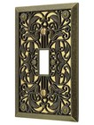Antique Brass Ornate Filigree Heavy Metal Toggle Light Switch Wall Plate Cover