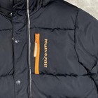 Polarn O Pyret Jacket Youth 6-7 Years Navy Blue Hooded Puffer Coat Sweden Patch