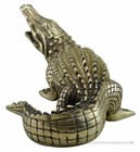 Antique Collectable Handwork Tibet Silver Copper Carved Crocodile Statue