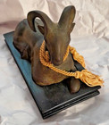 Antique Chinese Bronze Goat Or Sheep Ram Figure Scroll Weight 7   x4    X3    Old